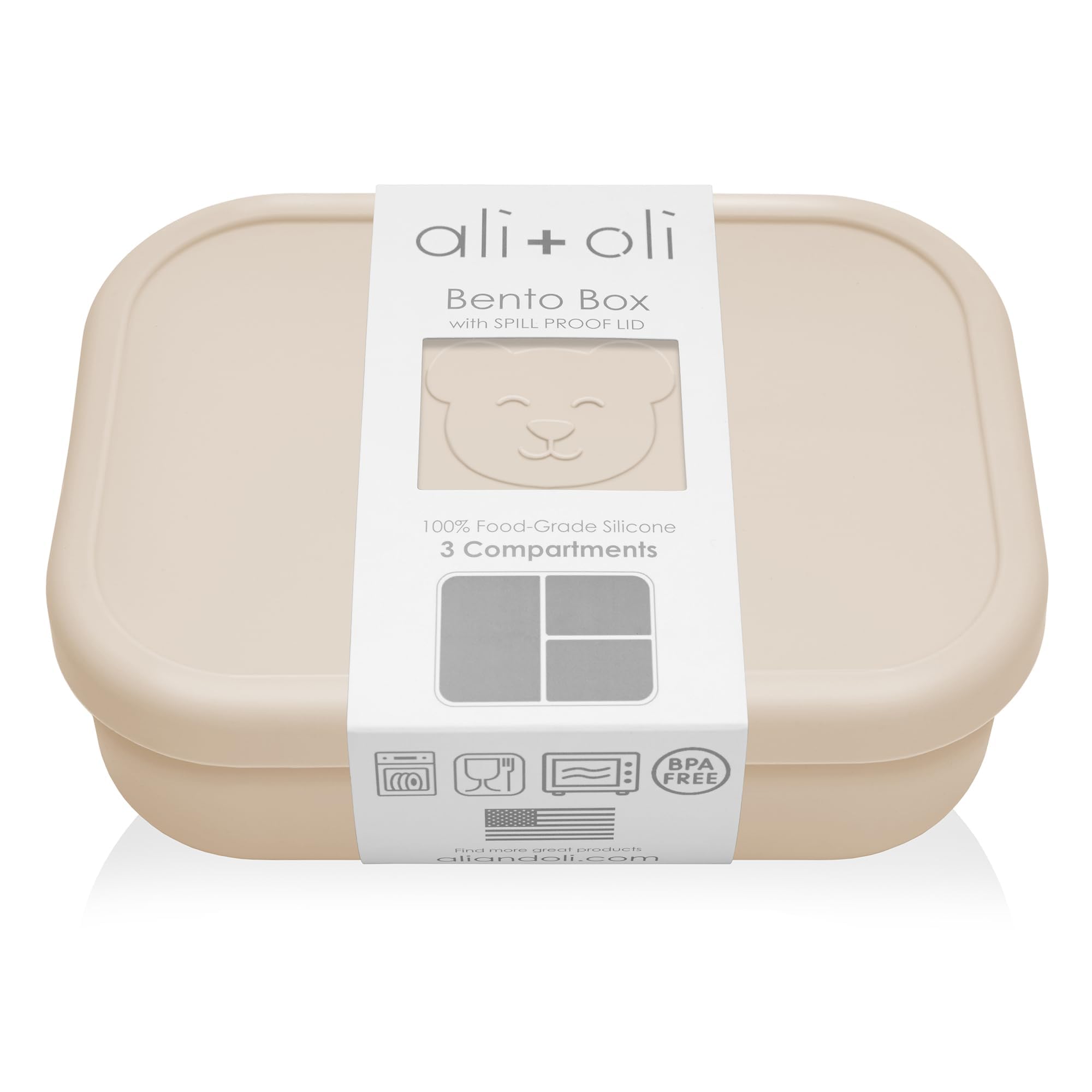 Ali+Oli Silicone Bento Box for Kids, Baby Lunch Box, BPA-Free, Spill-Proof