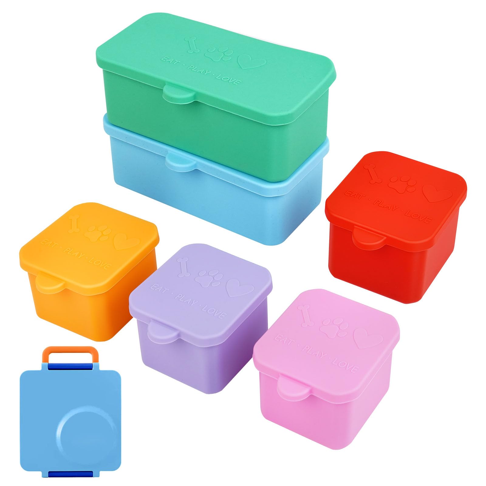6 Pack Silicone Lunch Box Divider Compatible with OmieBox ¨C Leakproof Dip Containers, Reusable Soft Silicone Snack Containers for crackers,nuts,Salad Dressing & Snacks On the Go
