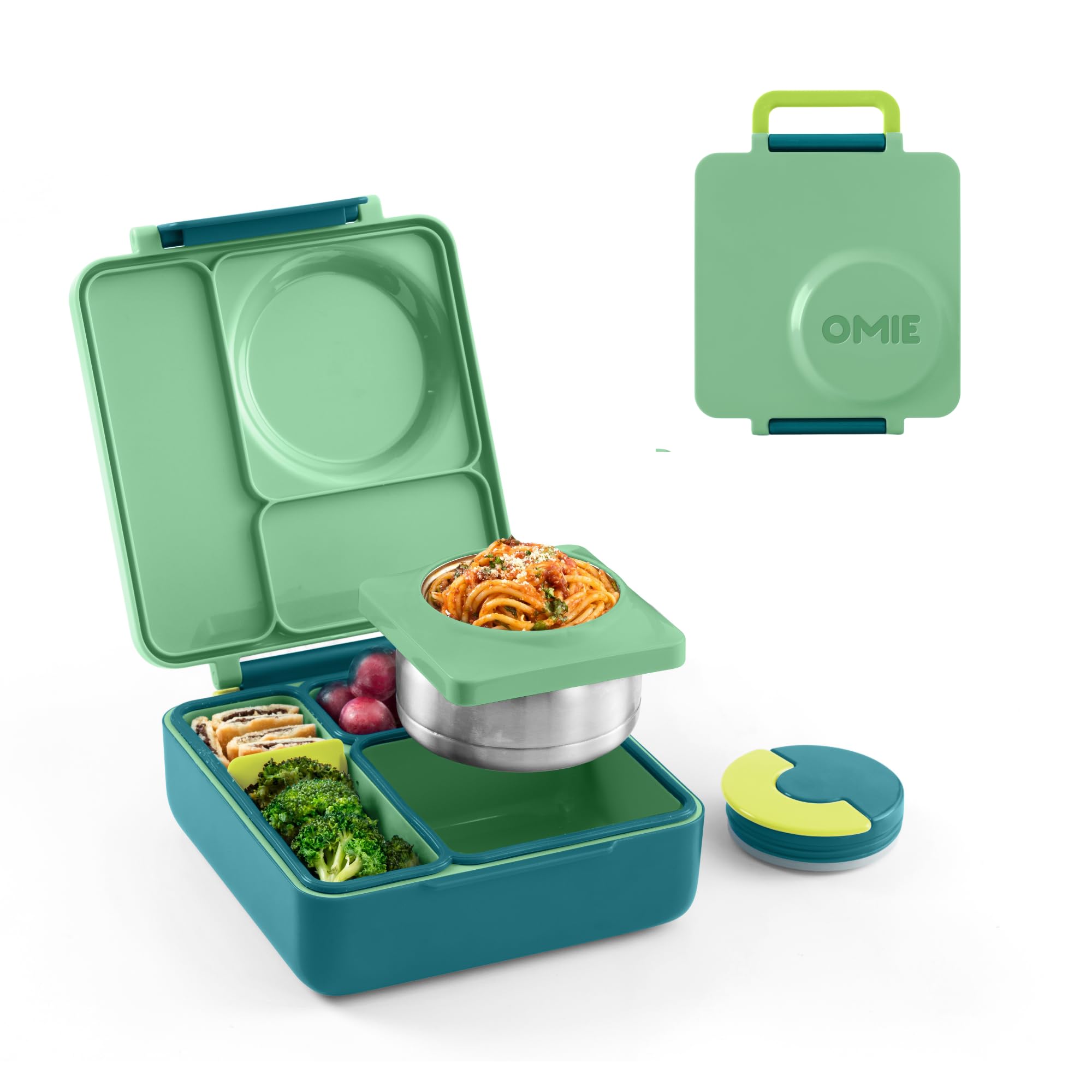 Omie OmieBox Kids Insulated Leakproof Bento Lunch Box with Food Jar (Meadow)